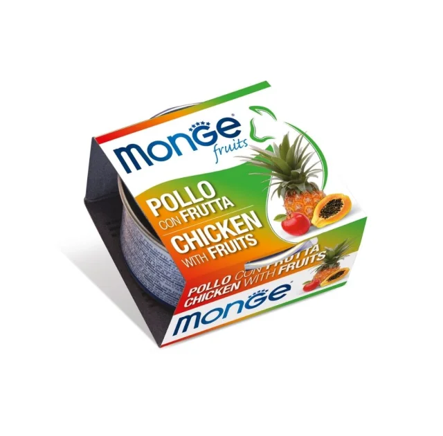 Вологий корм Monge Cat Wet Adult для дорослих котів, курка з фруктами, 80 г
