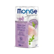 Влажный корм Monge Cat Wet Sterilised для стерилизованных кошек, тунец с камбалой и зеленым горошком, 80 г