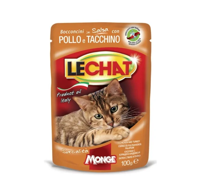 Вологий корм Monge LC Cat Wet Adult для дорослих котів, курка та індичка, 100 г
