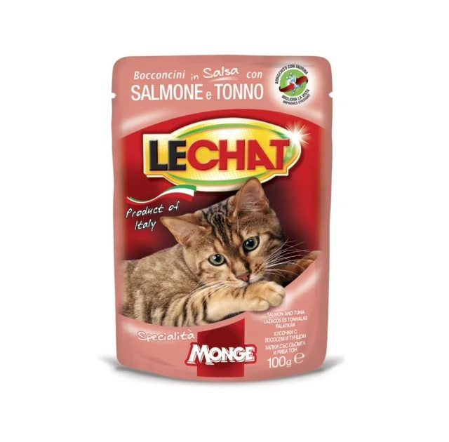 Вологий корм Monge LC Cat Wet Adult для дорослих котів, тунець та лосось, 100 г