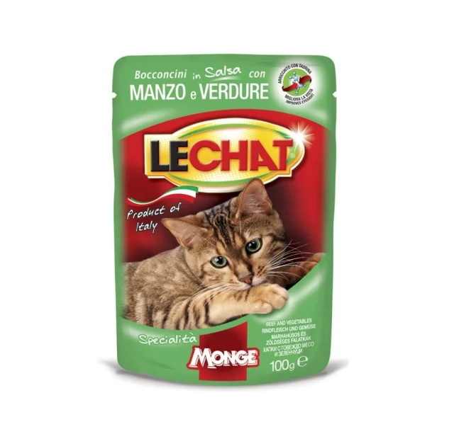Вологий корм Monge LC Cat Wet Adult для дорослих котів, яловичина з овочами, 100 г