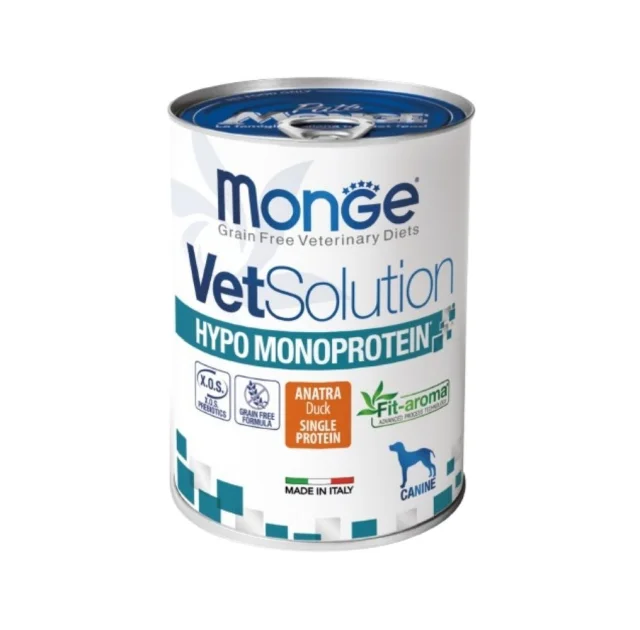 Влажный диетический корм Monge VetSolution Hypo, для взрослых собак, утка, 400 г