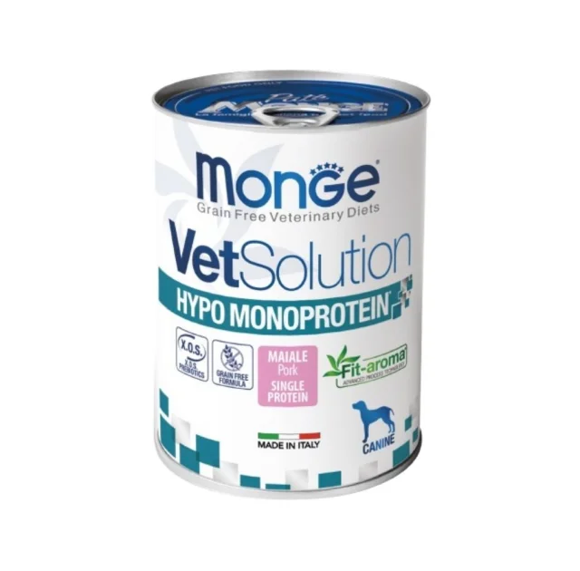 Влажный диетический корм Monge VetSolution Hypo, для взрослых собак, свинина, 400 г