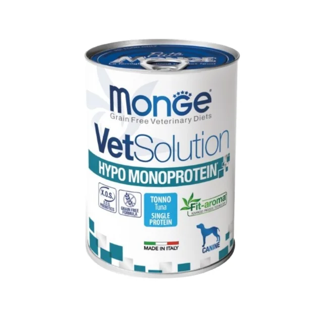 Влажный диетический корм Monge VetSolution Hypo, для взрослых собак, тунец, 400 г