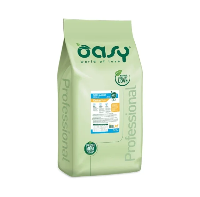 Сухий корм Oasy Dog Lifestage Puppy & Junior Medium для цуценят середніх порід, курка, 4.5 кг