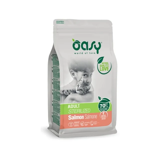 Сухий корм Oasy Cat Lifestage Adult Sterilized для стерилізованих котів, лосось, 0.3 кг