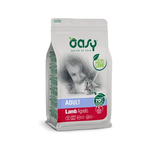 Сухий корм Oasy Cat Lifestage Adult для дорослих котів, ягня, 1.5 кг