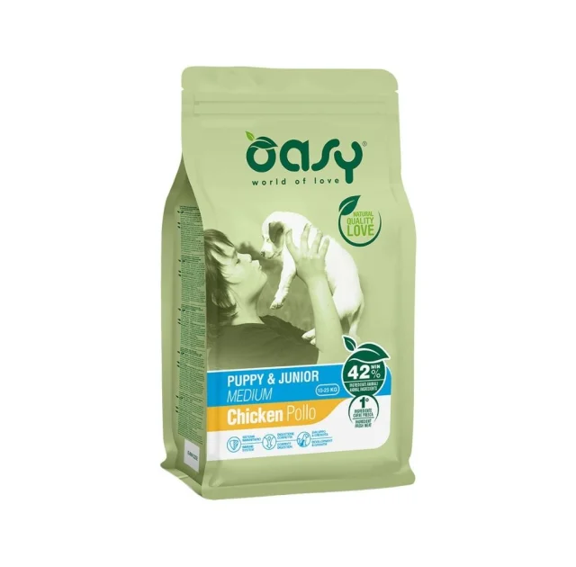 Сухий корм Oasy Dog Lifestage Puppy & Junior Medium для цуценят середніх порід, курка, 3 кг