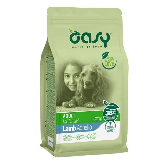 Сухий корм Oasy Dog Lifestage Adult Medium для дорослих собак середніх порід, ягня, 12 кг