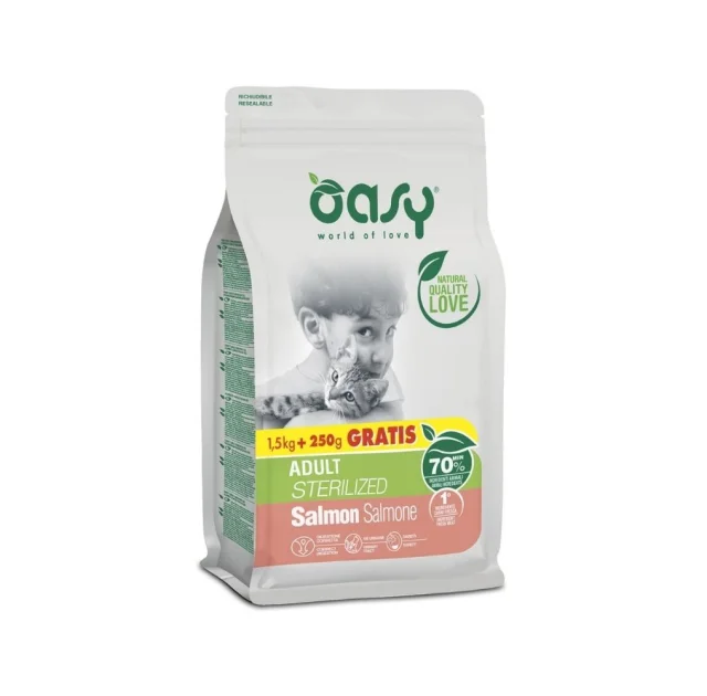 Сухий корм Oasy Cat Lifestage Sterilized для стерилізованих котів, лосось, 1.75 кг