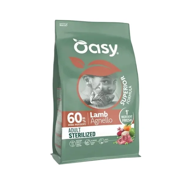 Сухий корм Oasy Dry Cat Superior Sterilized для стерилізованих котів, ягня, 0.3 кг