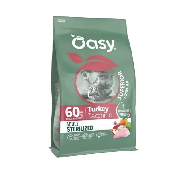 Сухий корм Oasy Dry Cat Superior Sterilized для стерилізованих котів, індичка, 0.3 кг