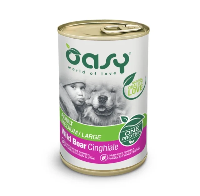 Вологий корм Oasy Dog Wet OAP Adult Medium/Large для дорослих собак середніх та великих порід, дикий кабан, 400 г