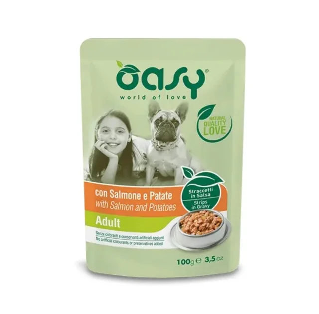 Вологий корм Oasy Dog Wet Natury для дорослих собак, лосось та картопля, 100 г