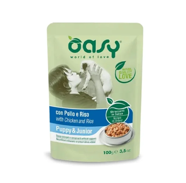 Вологий корм Oasy Dog Wet Natury для цуценят, курка та рис, 100 г