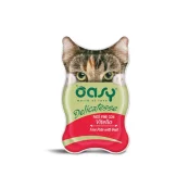Вологий корм Oasy Cat Wet Delicatesse для дорослих котів, паштет з телятиною, 85 г