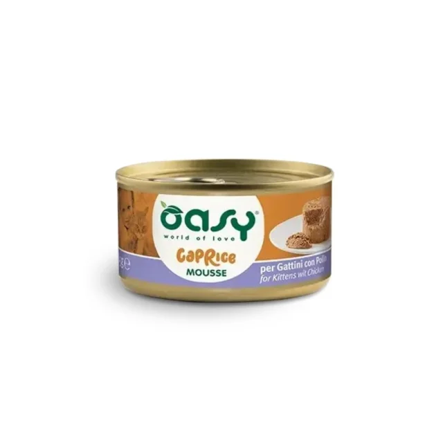 Вологий корм Oasy Cat Wet Caprice Kitten для кошенят, мус з куркою, 85 г