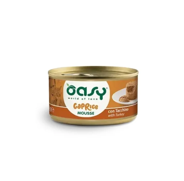 Вологий корм Oasy Cat Wet Caprice для дорослих котів, мус з індичкою, 85 г