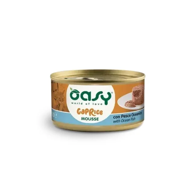 Вологий корм Oasy Cat Wet Caprice для дорослих котів, мус з океанічною рибою, 85 г