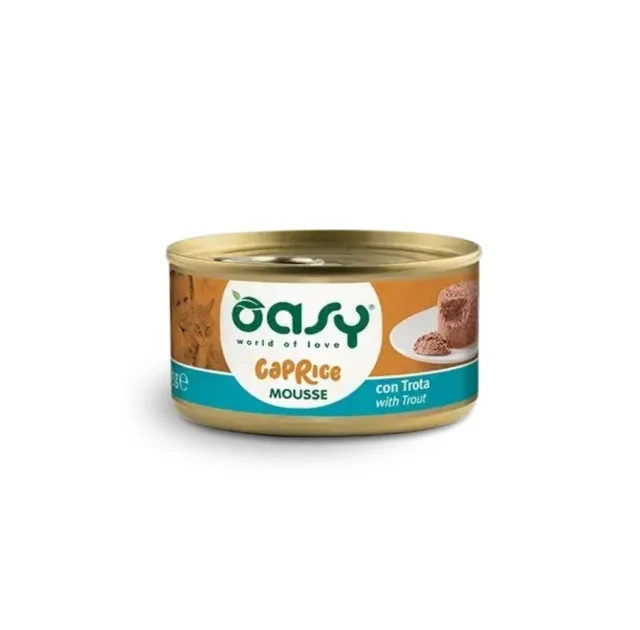 Вологий корм Oasy Cat Wet Caprice для дорослих котів, мус з фореллю, 85 г