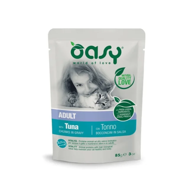 Вологий корм Oasy Cat Wet Adult для дорослих котів, тунець, 85 г