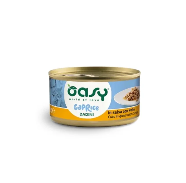 Вологий корм Oasy Cat Wet Caprice для дорослих котів, курка, шматочки в соусі, 85 г