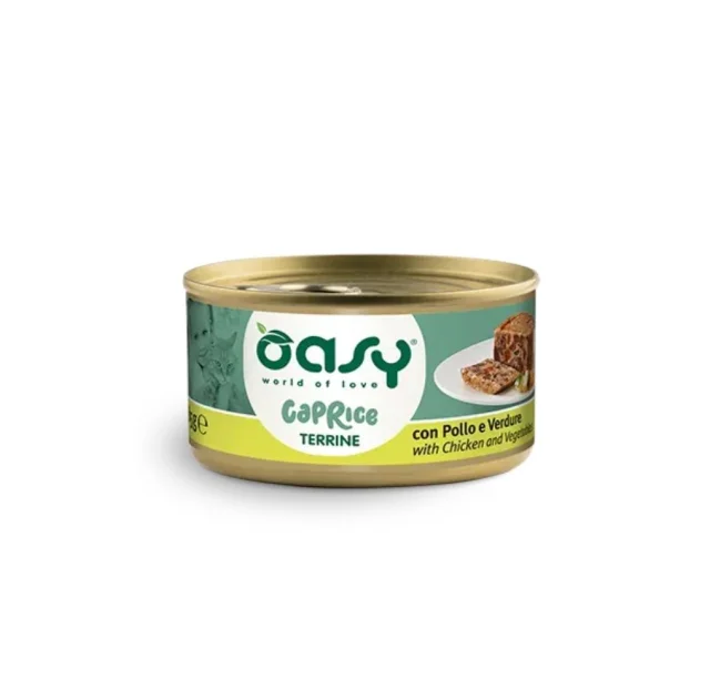 Вологий корм Oasy Cat Wet Caprice для дорослих котів, терін куркою та овочами, 85 г
