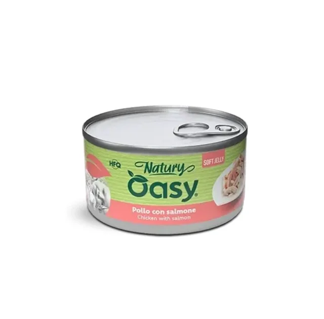 Вологий корм Oasy Cat Wet Natury для дорослих котів, курка з лососем, 85 г