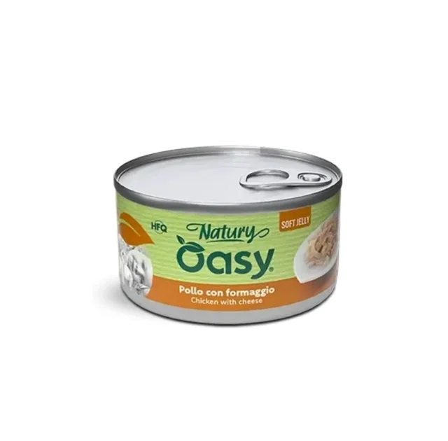 Вологий корм Oasy Cat Wet Natury для дорослих котів, курка з сиром, 85 г