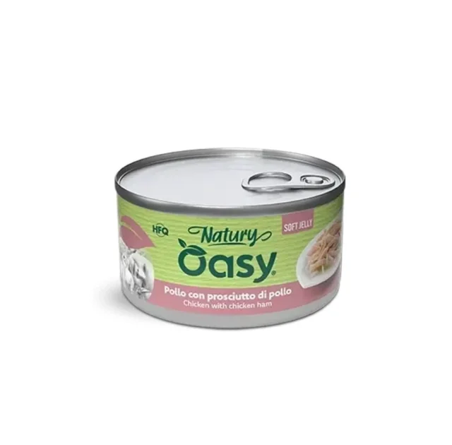 Вологий корм Oasy Cat Wet Natury для дорослих котів, курка з шинкою, 85 г