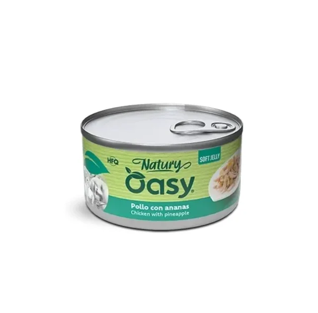 Вологий корм Oasy Cat Wet Natury для дорослих котів, курка з ананасом, 85 г