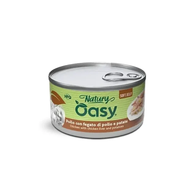 Вологий корм Oasy Cat Wet Natury для дорослих котів, курка з печінкою та картоплею, 85 г
