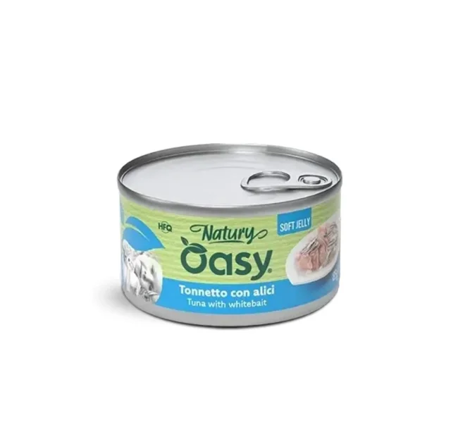 Вологий корм Oasy Cat Wet Natury для дорослих котів, тунець з мальком, 85 г