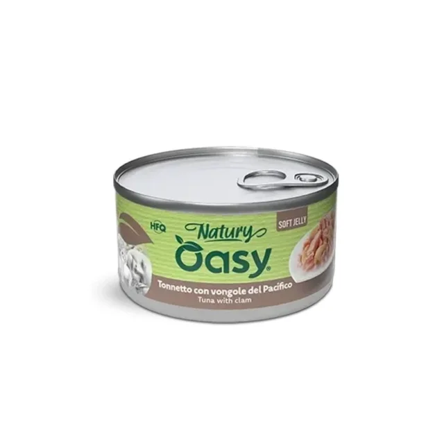 Вологий корм Oasy Cat Wet Natury для дорослих котів, тунець з молюском, 85 г