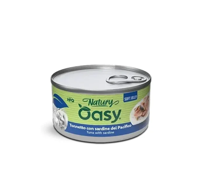 Вологий корм Oasy Cat Wet Natury для дорослих котів, тунець з сардинами, 85 г