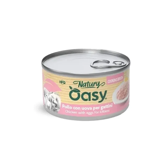 Вологий корм Oasy Cat Wet Natury Kitten для кошенят, курка з яйцями у соусі, 85 г
