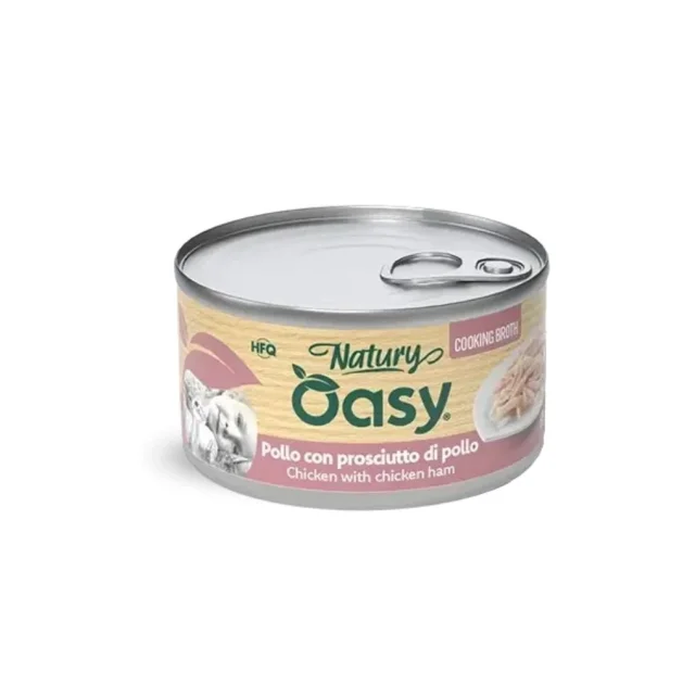 Вологий корм Oasy Cat Wet Natury для дорослих котів, курка з шинкою у соусі, 85 г