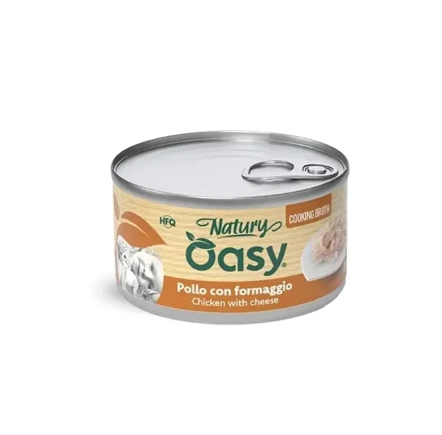 Вологий корм Oasy Cat Wet Natury для дорослих котів, курка з сиром у соусі, 85 г