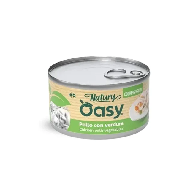 Вологий корм Oasy Cat Wet Natury для дорослих котів, курка з овочами у соусі, 85 г