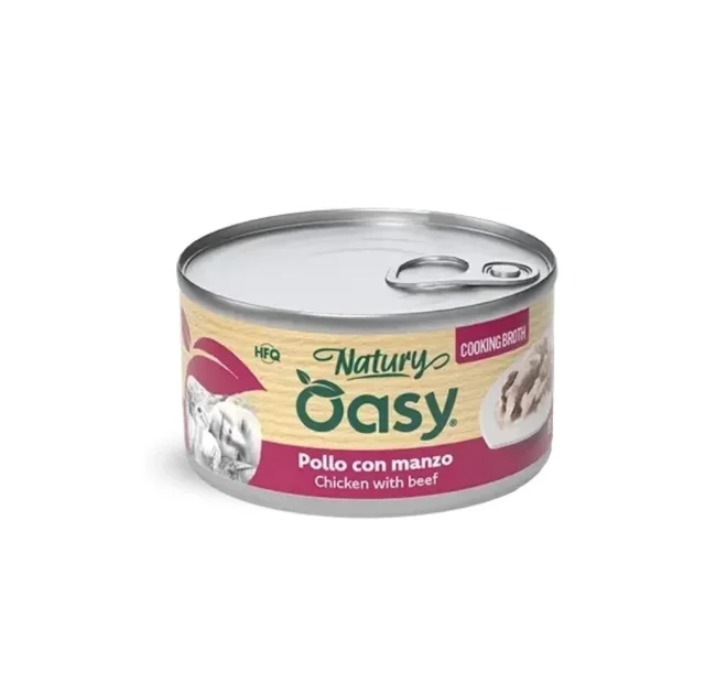 Вологий корм Oasy Cat Wet Natury для дорослих котів, курка з яловичиною у соусі, 85 г