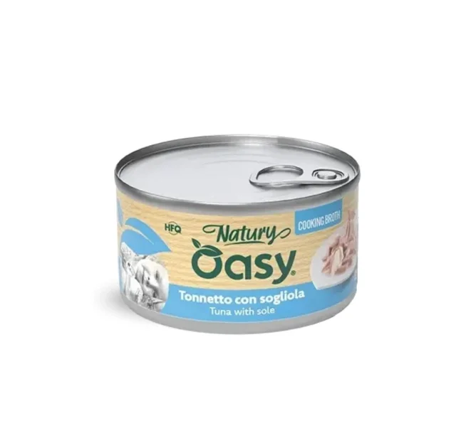 Вологий корм Oasy Cat Wet Natury для дорослих котів, тунець з камбалою у соусі, 85 г