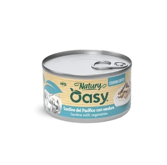 Вологий корм Oasy Cat Wet Natury для дорослих котів, сардинела з овочами у соусі, 85 г