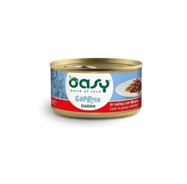Вологий корм Oasy Cat Wet Caprice для дорослих котів, яловичина, шматочки у підливці, 85 г