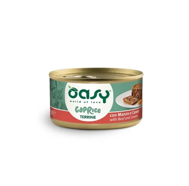 Вологий корм Oasy Cat Wet Caprice для дорослих котів, терін з яловичиною та морквою, 85 г
