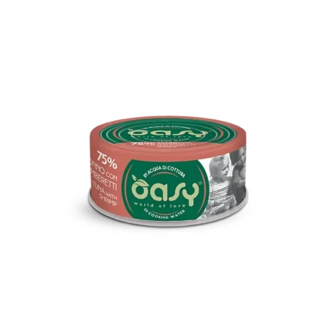 Вологий корм Oasy Cat Wet More Love для дорослих котів, тунець з креветками, 70 г