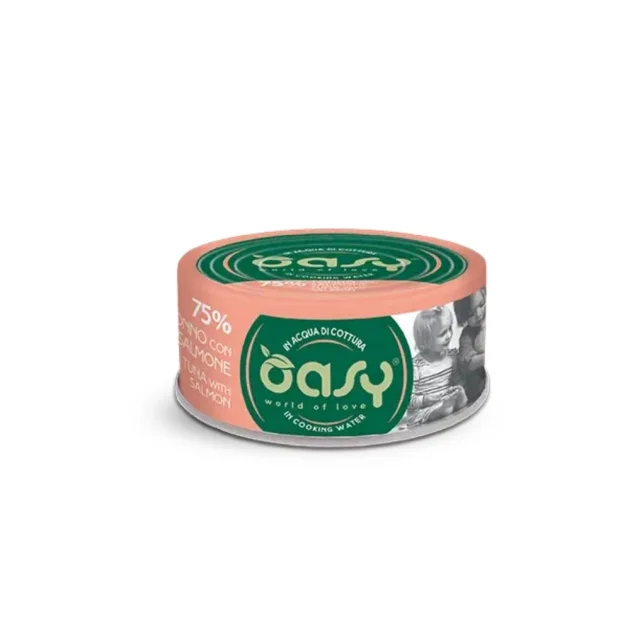 Вологий корм Oasy Cat Wet More Love для дорослих котів, тунець з лососем, 70 г