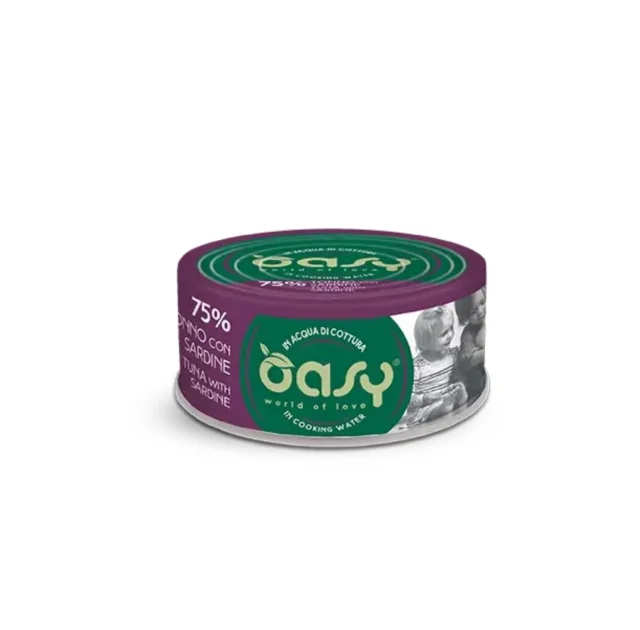 Вологий корм Oasy Cat Wet More Love для дорослих котів, тунець та сардинела, 70 г