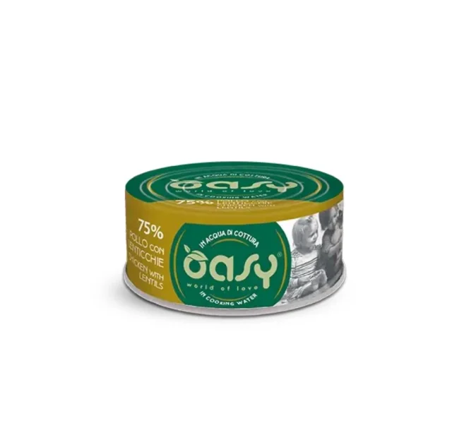 Вологий корм Oasy Cat Wet More Love для дорослих котів, курка з сочевицею, 70 г