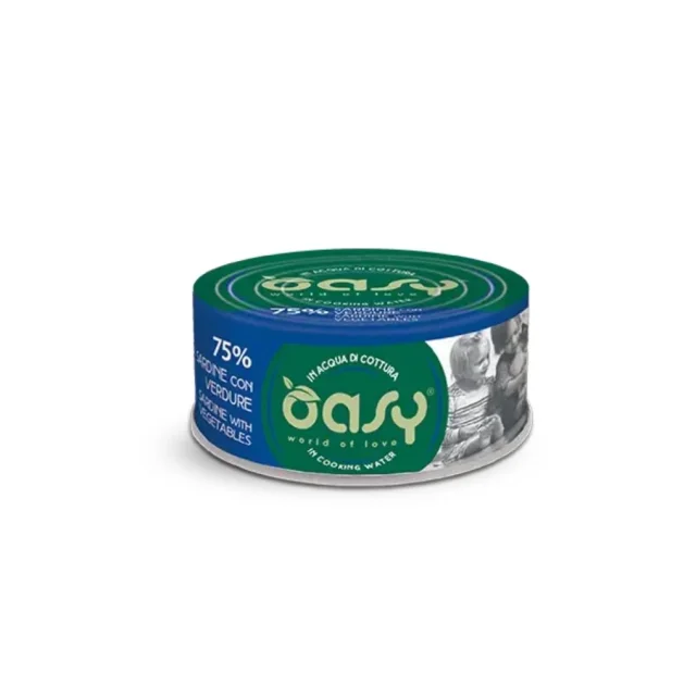 Вологий корм Oasy Cat Wet More Love для дорослих котів, сардинела з овочами, 70 г