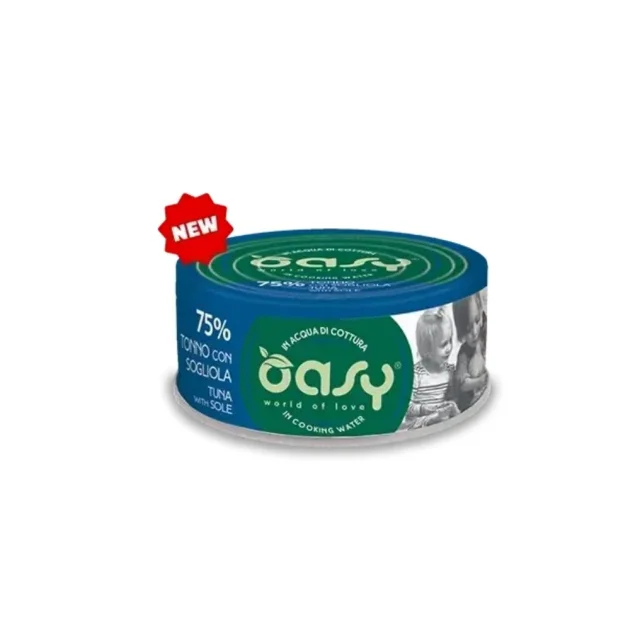 Вологий корм Oasy Cat Wet More Love для дорослих котів, тунець з камбалою, 70 г